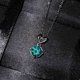 thumbnail image 1 of Collar de diamantes mosán azul y verde de Maldivas Colgante de corazón con cabeza de vaca "Un ciervo tiene tu vaca", 1 of 6