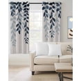 thumbnail image 2 of Navy Blue Ombre Botanical Blackout Curtains 72 Inches Long, Watercolor Pastoral Leaf Rustic Thermal Insulated Black Out Curtains, Darkening Window Curtain for Bedroom Living Room 52"x72" 2 Panels, 2 of 8