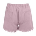 thumbnail image 7 of LIIPEE Women Jean Shorts Elastic High Waisted Drawstring Tassels Denim Shorts With Pockets Female Comfort Daily Wear Going Out Shorts,Pink,S, 7 of 7