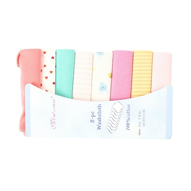 Fortune 8pcs Baby Facecloth Portable Square Various Pattern Stylish Soft Towel
