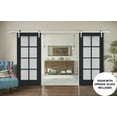 thumbnail image 3 of Sturdy Double Barn Door with Frosted Glass | Veregio 7412 Antracite | 13FT Rail Hangers Heavy Set | Solid Panel Interior Doors-84" x 80" (2* 42x80)-Silver Rail, 3 of 6
