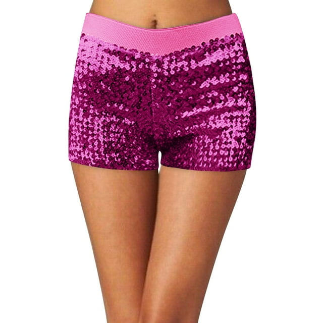 Shorts à Sequins pour Femmes Polyester Spandex Brillant pour Décontracté et Fête