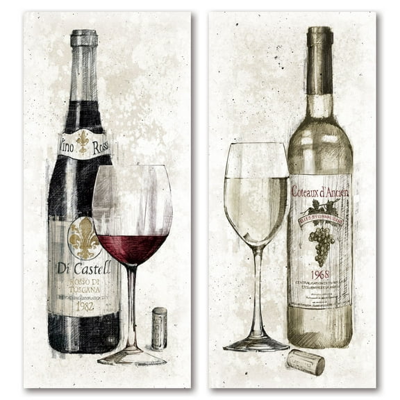 Gango Home Decor Contemporary Pencil Wine I & Pencil Wine II by Avery Tillmon (Printed on Paper); Two 8x18in Unframed Paper Posters