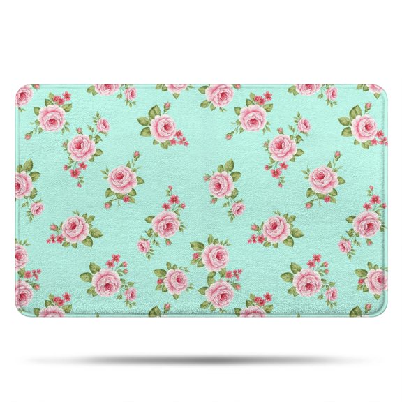 Pioneer Flower Floral Print Pattern Bathroom Rugs Mat, Non Slip Microfiber Bathroom Rug with Rubber Backing, Soft Mats for Bathroom Floor Tub Shower, 20"x32"