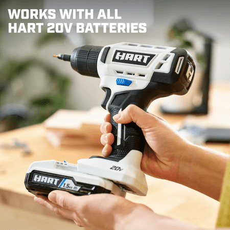 HART 20V 3/8” DRILL/DRIVER KIT WITH 250 FT-LB TORQUE, 1.5AH LITHIUM-ION BATTERY AND CHARGER