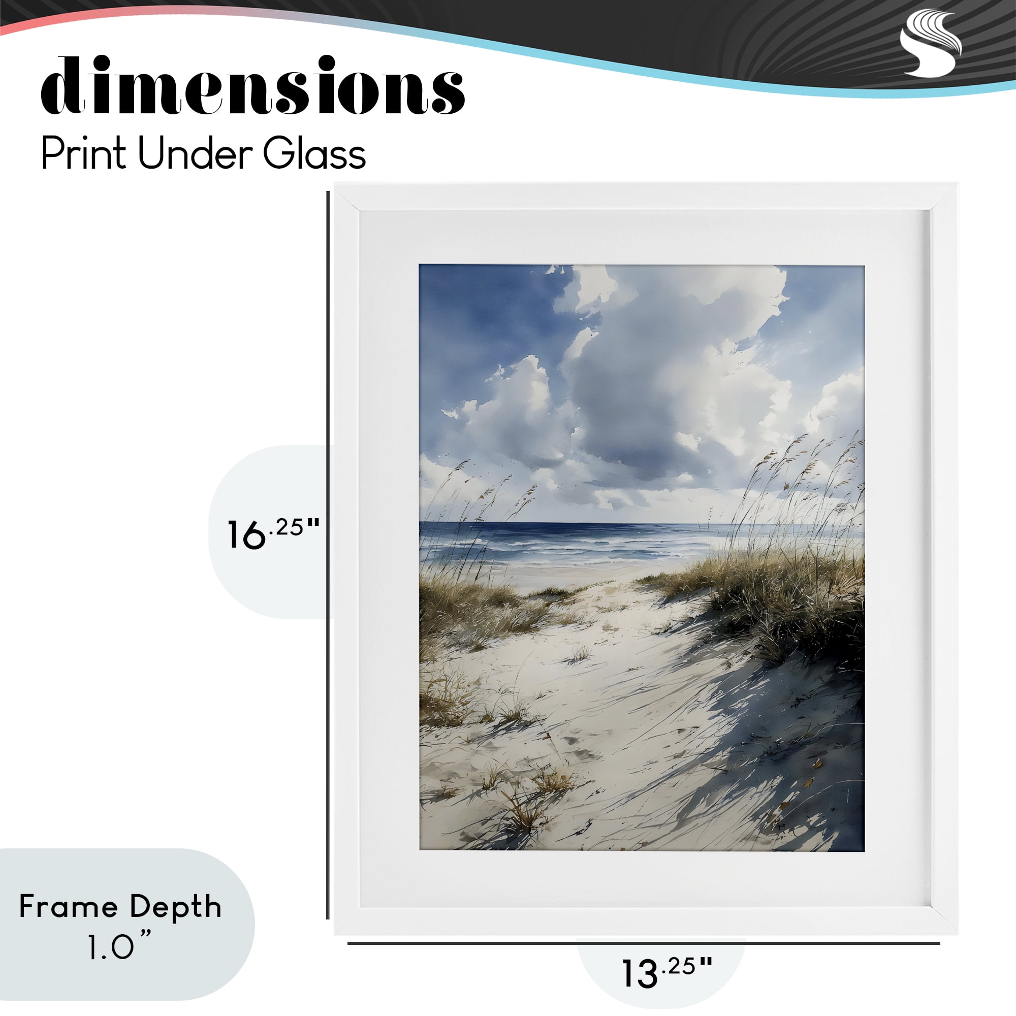 Stupell Industries Dune Beach at Midday White Framed Print Under Glass, design by Franklyn Gregory