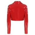 thumbnail image 6 of Zaldita Women's Patent Leather Lapel Style Long Sleeve Cropped Moto Biker Coat Motorcycle Jackets Red XXL, 6 of 7