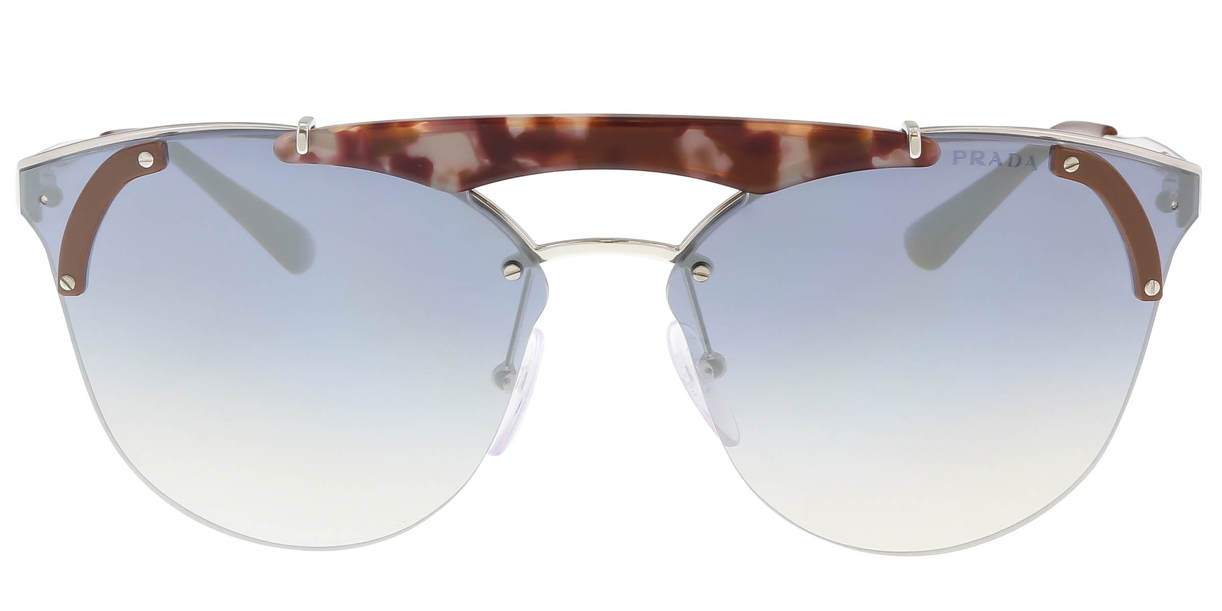 Prada PR 53US C135R0 Silver / Pink Havana / Brown Cat eye Sunglasses