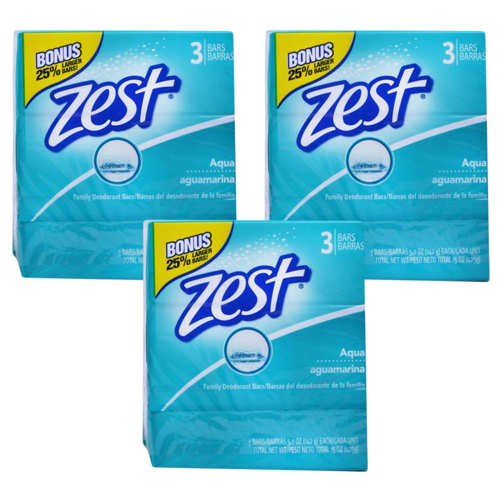 Zest Aqua Bar Soap 5 Ounces, 3 Bars (Pack Of 3)