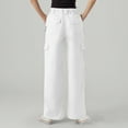 thumbnail image 2 of Women's Casual Cargo Pants Loose Fit Elastic Waist Comfortable Pure Color Trousers For Daily Wear Spring Summer, 2 of 6
