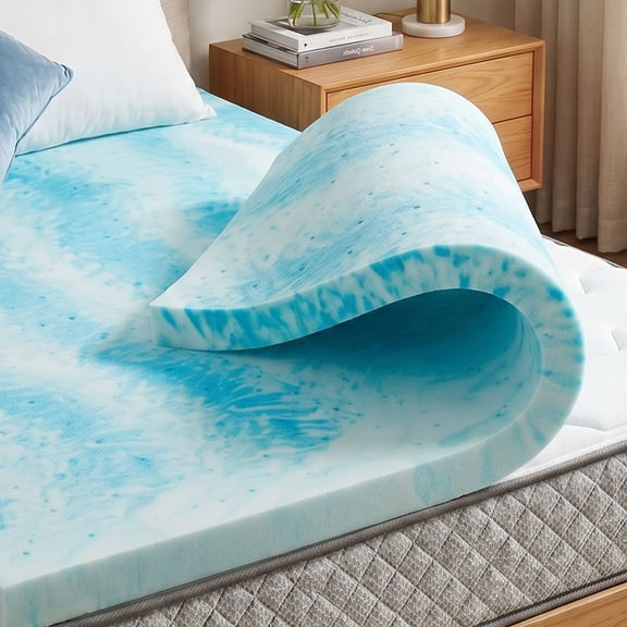 CHITOOMA 3 Inch Queen Memory Foam Mattress Topper, Cooling Gel Infused Foam Mattress Topper for Pressure Relief& Enhanced Sleep Comfort, CertiPUR-US and Oeko-TEX Certification