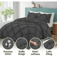 thumbnail image 2 of BedDecor 400TC 100% Egyptian Cotton 3PC Dark Gray Full/Queen Size Diamond Ruffle Duvet Cover Set, 2 of 8