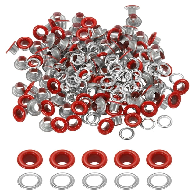 Uxcell 110 Pcs Ojetes con Arandelas 3/16" Kit de Grommets Rojo