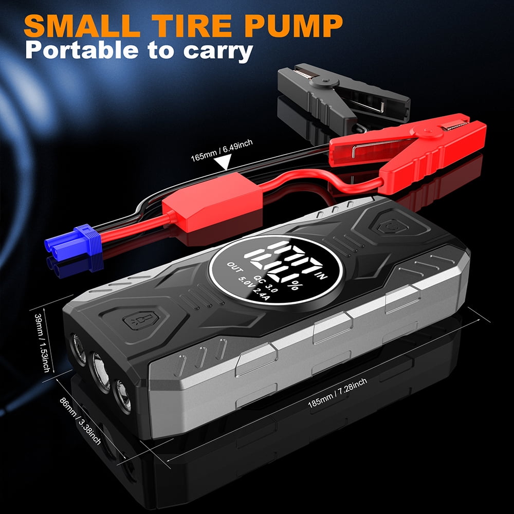 Pecham Multi-functional Car Battery Jump Starter 39800mAh Portable Charger Power Bank for Cell Phone, 4 USB Ports, LED Flashlight, Emergency 12V Auto Jump Starter Power Pack
