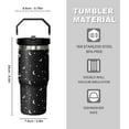 thumbnail image 3 of 30 oz Black Bottle Spill Proof Mushroom Tumbler with Top Handle and Straw Lid Stainless Steel Double Wall Insulated Tumbler Coffee Mug Gift for Women Men Travel Cup for Car (Moon), 3 of 6
