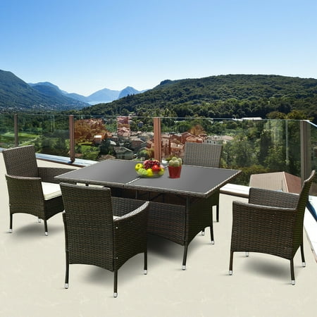5pcs Rattan Garden Sofa Set Outdoor Patio Furniture Table Chair w
