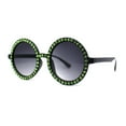 thumbnail image 2 of Womens Full Rhinestone Wizard Round Circle Lens Plastic Sunglasses Black Green Smoke, 2 of 4
