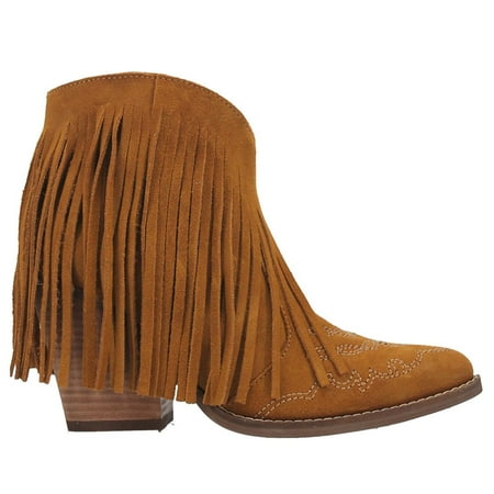 

Dingo Womens Tangles Fringe Snip Toe Pull On Boots Ankle High Heel 3 & Up