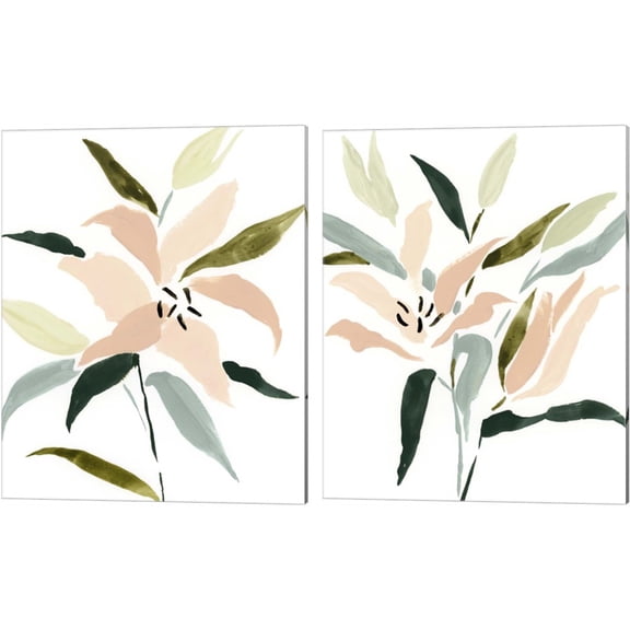 Great Art Now Lily Abstracted by Victoria Barnes 2 Piece Canvas Art Set Each 12"W x 15"H