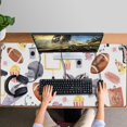 thumbnail image 4 of Long Mouse Pads for Desk,Colorful Rugby Game Items Pattern Desk Mats on Top Of Desks, Desk Mouse Pad Extra Large with 3mm Non-Slip Base and Stitched Edge for Gaming,Office,Work,Home 47.3"x23.6", 4 of 6