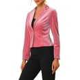 thumbnail image 4 of INSPIRE CHIC Blazer en Velours pour Femme, Col à Revers, Manches Longues, Boutonné, Veste de Tailleur pour le Travail, L Rose, 4 of 6