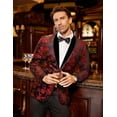 thumbnail image 6 of COOFANDY Men's Red Suits Jacket Velvet Blazer Red Christmas Wedding Smoking Jacket, 6 of 9
