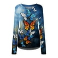 thumbnail image 4 of CEHVOM Chemisier à Manches Longues Col en V pour Femmes avec Motif Papillon, 4 of 6