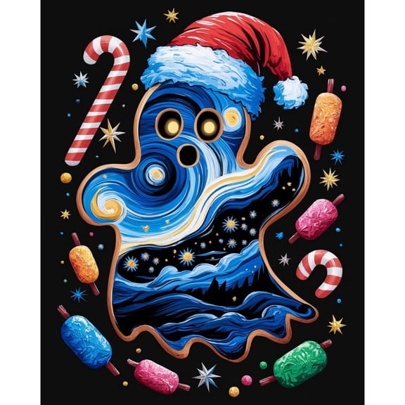 5D Diamond Painting Kits for Adults kids Beginners Paint By Diamond Set Round Full Drill Craft Diamond Art Painting Art Craft Painting Kit-Starry night Christmas ghost