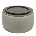 thumbnail image 6 of Round Storage Ottoman, Upholstered Coffee Table with Wooden Lid, 2 in 1 Function End Table Footstool for Living Room Office, Work as Side Table & Ottoman & Seat, Gray, 25.5''x25.5''x14.5'', 6 of 7