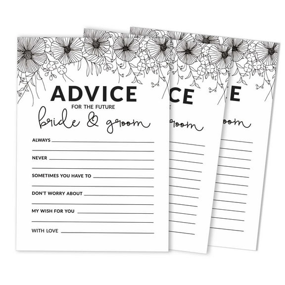 Inkdotpot Pack Of 50 Classic White Advice Cards, Advice & Wishes For The Bride and Groom, Mr and Mrs Wedding Game Activity 5x7 inches