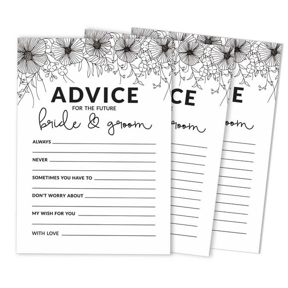 Inkdotpot Lot de 50 Cartes de Conseils Classiques Blanches, Conseils et Souhaits pour la Mariée et le Marié, Activité de Jeu de Mariage Mr et Mrs 5x7 Pouces