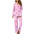 thumbnail image 2 of Moxiu Valentine's Day Satin Pjs for Women Set Long Sleeve Love Heart Print Satin PJ Sets Button-Down Pajama Sleepwear Loungewear 2025 Multicolor,XL, 2 of 7