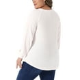 thumbnail image 3 of Agnes Orinda Women's Plus Size Tops Ribbed Knit Crew Neck Long Sleeve Casual Tunic Blouses with Button Decor 2X Light Pink, 3 of 5