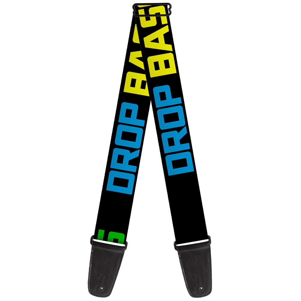 Buckle-Down Guitar Strap, Drop Bass Not Bombs Black Blue Yellow Purple Green, 2 Inches Wide