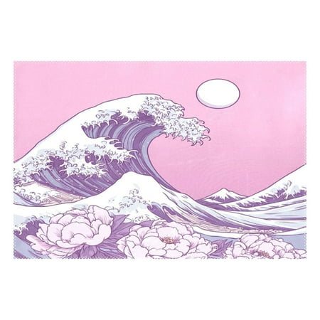 

Wave and Blossom Illustration 12x18in Heat-Resistant Non-Slip Place Mat Durable and Wrinkle-Resistant