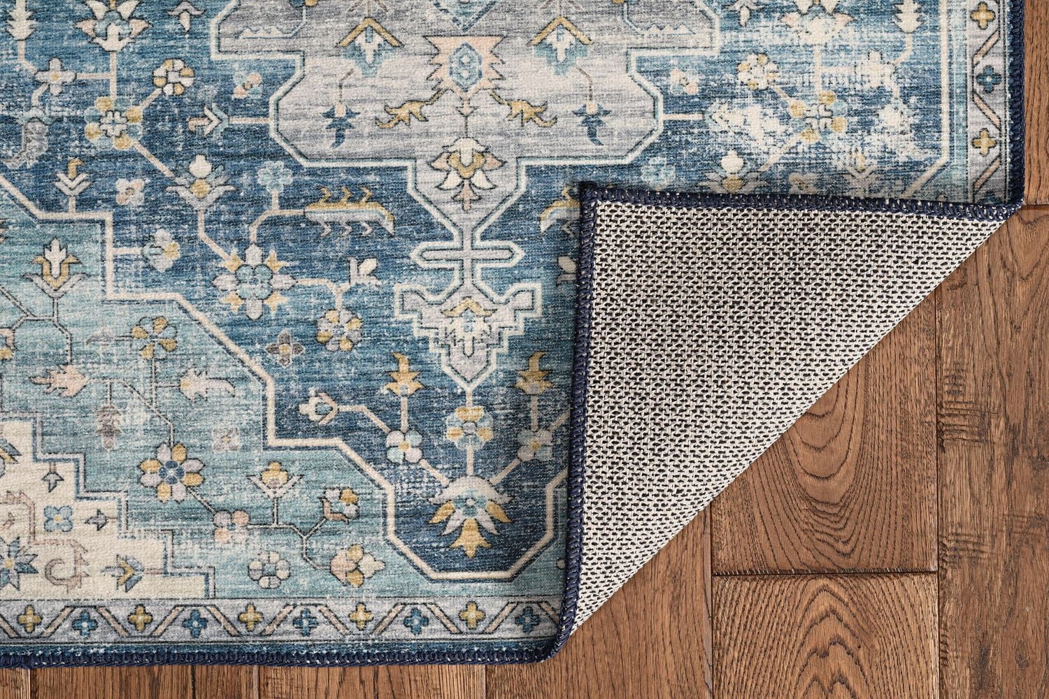 Tapis d'appoint lavable Sariah 3 pi x 5 pi sarcelle et ivoire