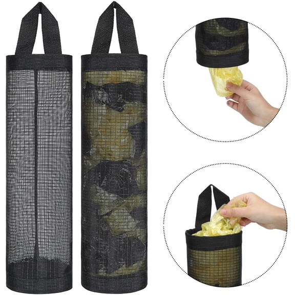 Bag Holder Grocery Bag Dispenser Foldable Washable Hanging Mesh Storage Bag Organizer for Home Kitchen