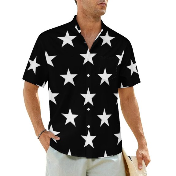 Bling Star Beach Shirt Man Astro Galaxy Print Elegant Casual Shirts Hawaii Short Sleeve Ha