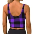 thumbnail image 3 of Vsdgher Purple Buffalo Plaid Print Women Sleeveless Athletic Tank Top Built-in Bra Camisole Sports Vest for Yoga Running Fitness Exercise with Removable Pads, 3 of 8