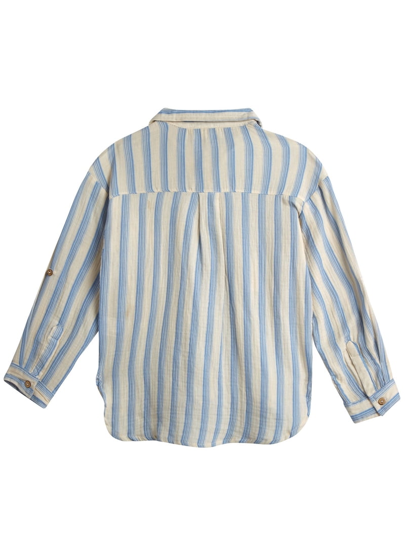 Jessica Simpson Girls' Pucker Button Front Shirt with Long Sleeves