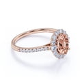 thumbnail image 3 of JeenMata Huge 1 Carat Oval Cut created morganite and Moissanite Engagement Ring in Rose Gold, 3 of 6