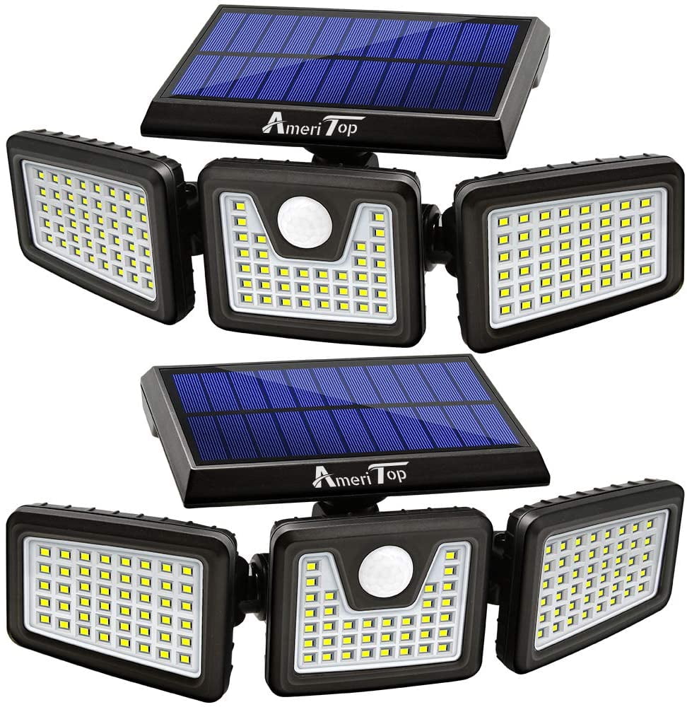 Solar Lights Outdoor, AmeriTop 128 LED 800LM Wireless LED Solar Motion Sensor Lights Outdoor; 3