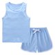 thumbnail image 1 of Tank Top Y Shorts Conjunto Niñas Moda Casual Color Sólido Algodón sin Mangas Cuello Redondo Top Y Cintura Elástica Shorts Conjunto de Dos Piezas Tank Tops Largos, 1 of 7