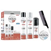 Nioxin System 4 STARTER KIT for Colored Hair & Progressed Thinning 3-piece TRIO Kit (with Sleek Steel Pin Tail Comb) (System 4 KIT) - TRIO Kit