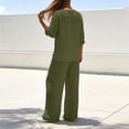 thumbnail image 7 of Bloomae Women's Loungewear Set 2 Piece Cotton Linen V Neck Long Sleeve Shirt & Wide Leg Pants with Pockets Lightweight Casual Solid Color Loose Fit Summer Outfit Army Green M, 7 of 7
