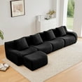 thumbnail image 2 of L-Shaped 4-Seat Boneless Sofa,Teddy Fabric No Assembly Required Curved Armrest,Anti-slip Design, Assembly Chaise, 32D High Density Sponge Full Compression Vacuum Packag,For Studies living Rooms,Blac, 2 of 5