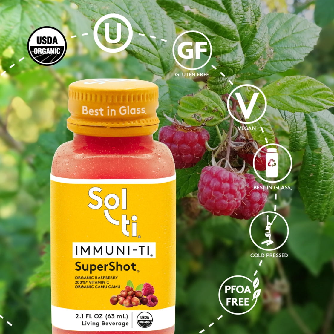 Sol-Ti Immuni-ti SuperShot Organic Raspberry Living Beverage 2.1 fl oz