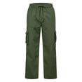 thumbnail image 4 of Men's Relaxed Fit Cargo Pants Straight Leg Elastic Waist Drawstring Multi Pocket Durable Spring Fall Pants, 4 of 9