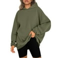 thumbnail image 2 of Jinhomg Womens Oversized Sweatshirt Fall Winter Casual Loose Solid Pullover Hoodie Vacation Lightweight Comfy Long Sleeve Hooded Sweatshirts Army Green M, 2 of 6
