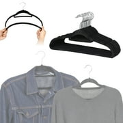 ZenSports 100 Pack Black Velvet Clothes Adult Hanger Non-Slip 360 Swivel